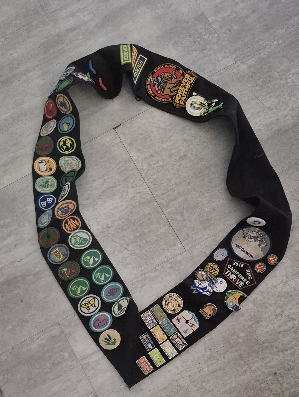 Pathfinder Club Honor Sash 30+ Patches Pins 2014 Oshkosh Forever Faithful...